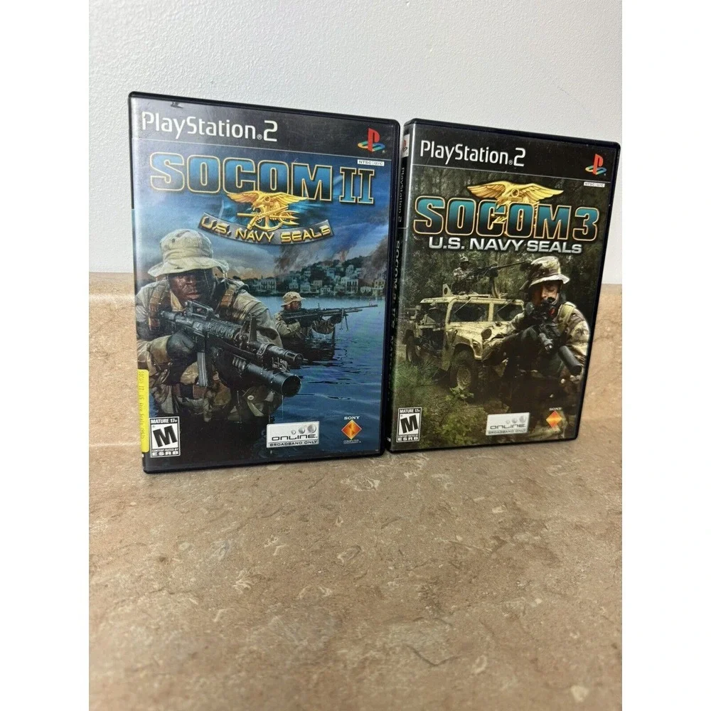 PS2‎ Socom US Navy Seals 2 & 3 Black Label Complete, Working!
